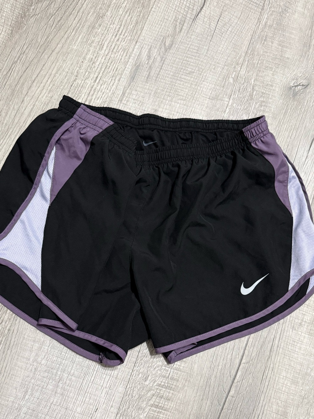 Nike Black Athletic Shorts with Purple Trim